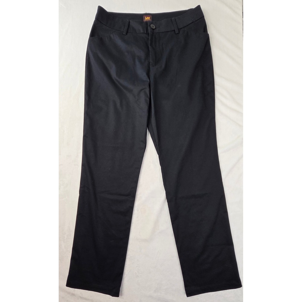 Lee Chino Pants Women 8 Medium Black Wrinkle Free Smarter Fit Excellent